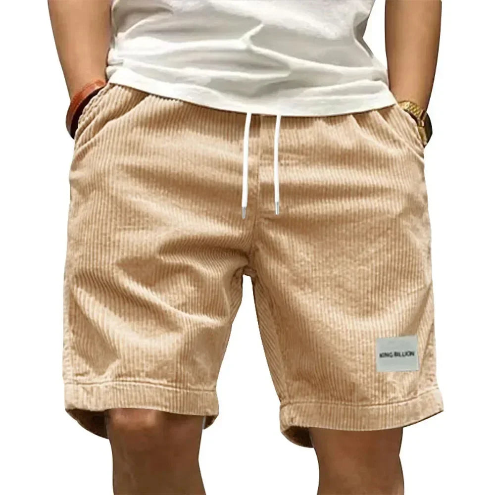 short homme velours beige taille élastique cordon confort été mode GoHappy.fr