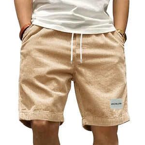 short homme velours beige taille élastique cordon confort été mode GoHappy.fr