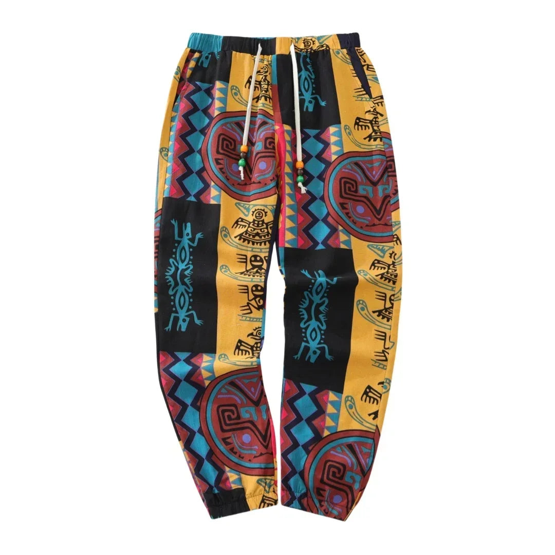 Pantalon Jogger Ethnique Coloré imprimé Tribal Tendance Bohème - pantalons de sport homme GoHappy