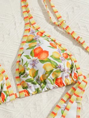 Bikini Fruity Love Triangle Double Bretelles String Imprimé Femme - maillot de bain bikini GoHappy