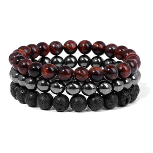 Bracelet multicouche en pierres naturelles pour hommes – Onyx, lave & hématite - Bijou Bracelet GoHappy