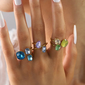 Muse bague femme cocktail zircon doré - bague cocktail GoHappy