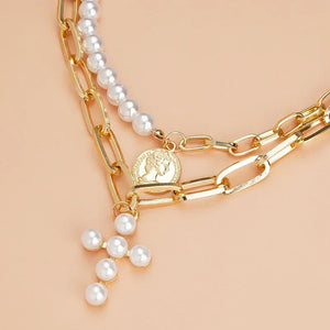 Colliers style bohème multirangs œil et croix - Colliers style bohème multirangs GoHappy