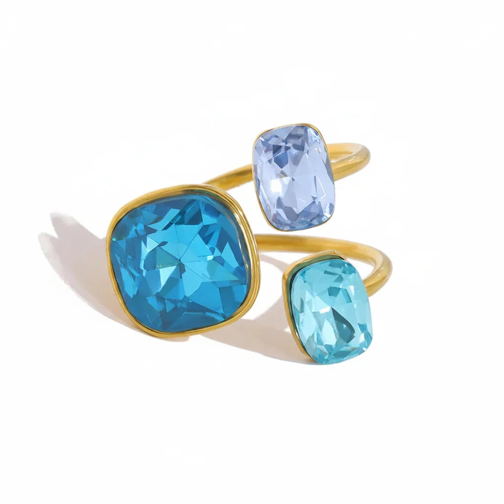 Muse bague femme cocktail zircon doré - bague cocktail GoHappy