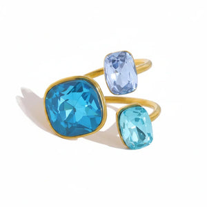 Muse bague femme cocktail zircon doré - bague cocktail GoHappy