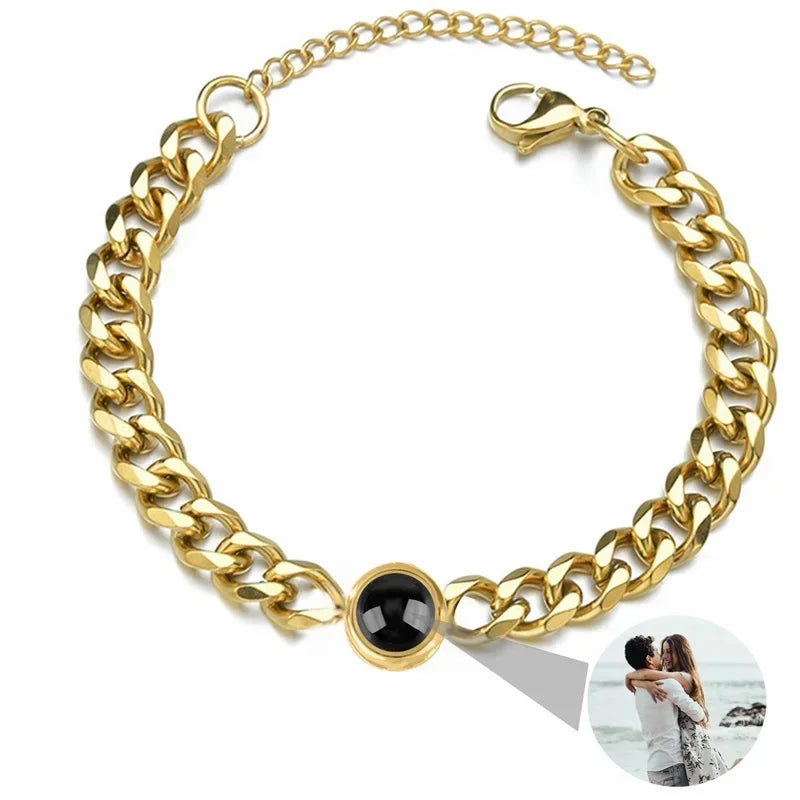 Bracelet Photo Gravé Projection Personnalisable - bracelets personnalisés GoHappy