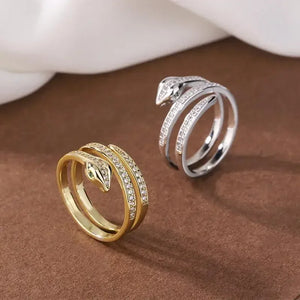 Bague Serpent Ajustable – Acier Inoxydable & Zircon - bague GoHappy