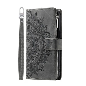 Protection iPhone Mandala Zip Portefeuille Cuir Gaufré Porte-Cartes - Coques pour téléphones portables GoHappy