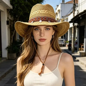Santa Fe chapeau bohème tressé effet paille large bord - chapeau GoHappy