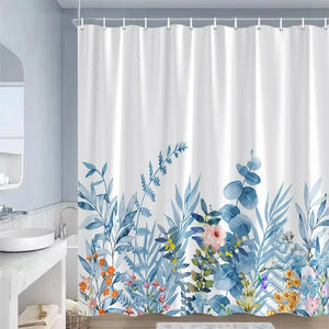Rideau Douche Moderne Floral Polyester 11 Tailles + Crochets - rideau de douche GoHappy