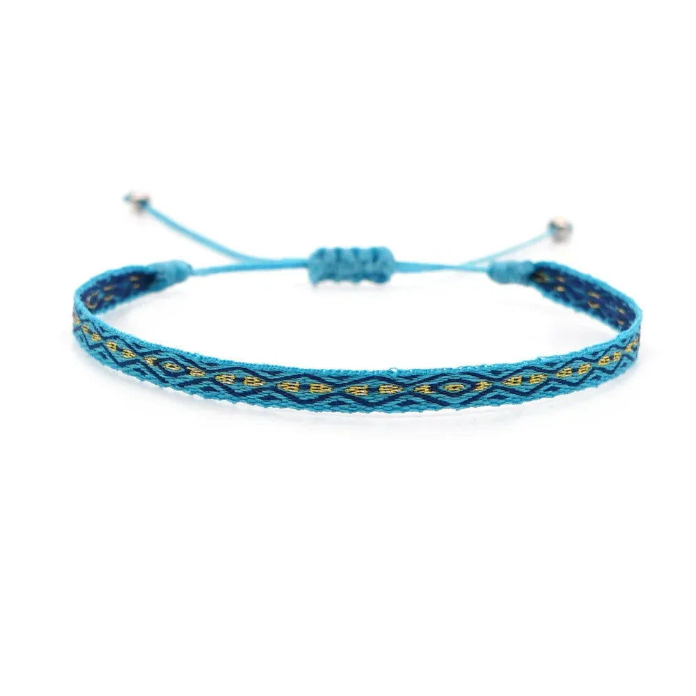 Bracelet Tissé Main Colombie Motifs Ethniques Bohème Amitié - bracelets tissés GoHappy