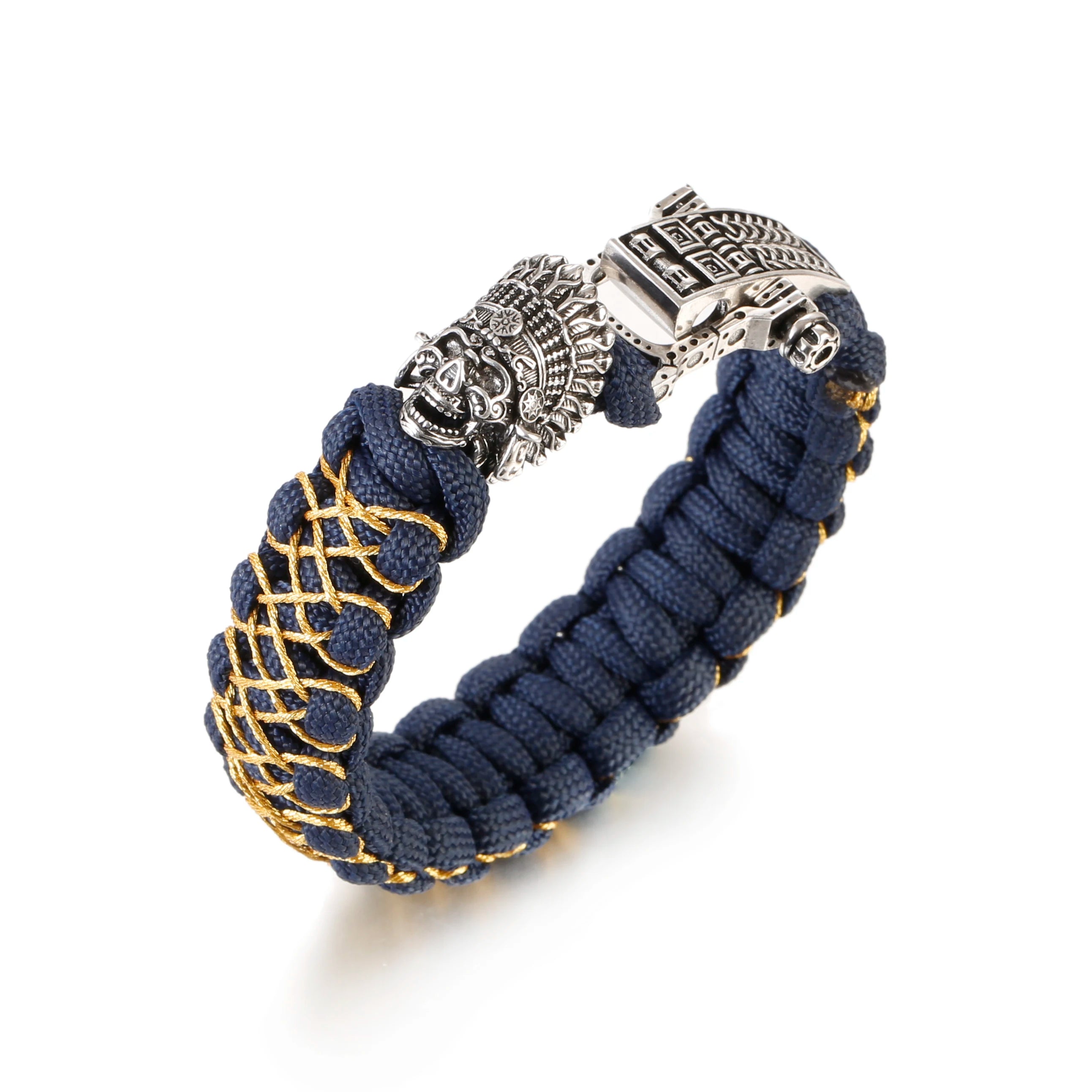 Bracelet Homme Viking Nordique Tressé Main Crâne Punk Antique - GoHappy France