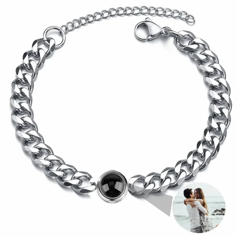 Bracelet Photo Gravé Projection Personnalisable - bracelets personnalisés GoHappy
