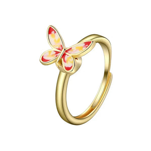Bagues Spinner Rotatives Fleur Abeille en Cristal Argent Ajustables - bague femme GoHappy