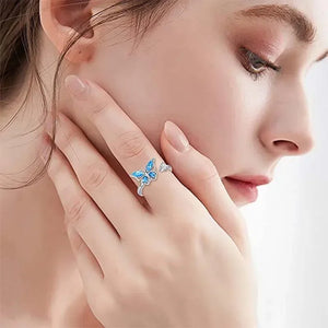 Bagues Spinner Rotatives Fleur Abeille en Cristal Argent Ajustables - bague femme GoHappy