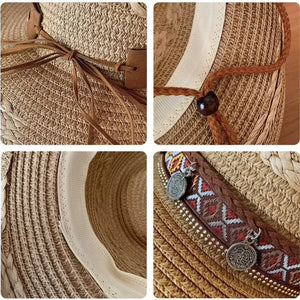 Santa Fe chapeau bohème tressé effet paille large bord - chapeau GoHappy