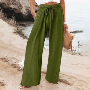 Pantalon Large Femme Fluide Été – 18 Coloris, Poches, Taille Élastique - pantalon fluide femme GoHappy