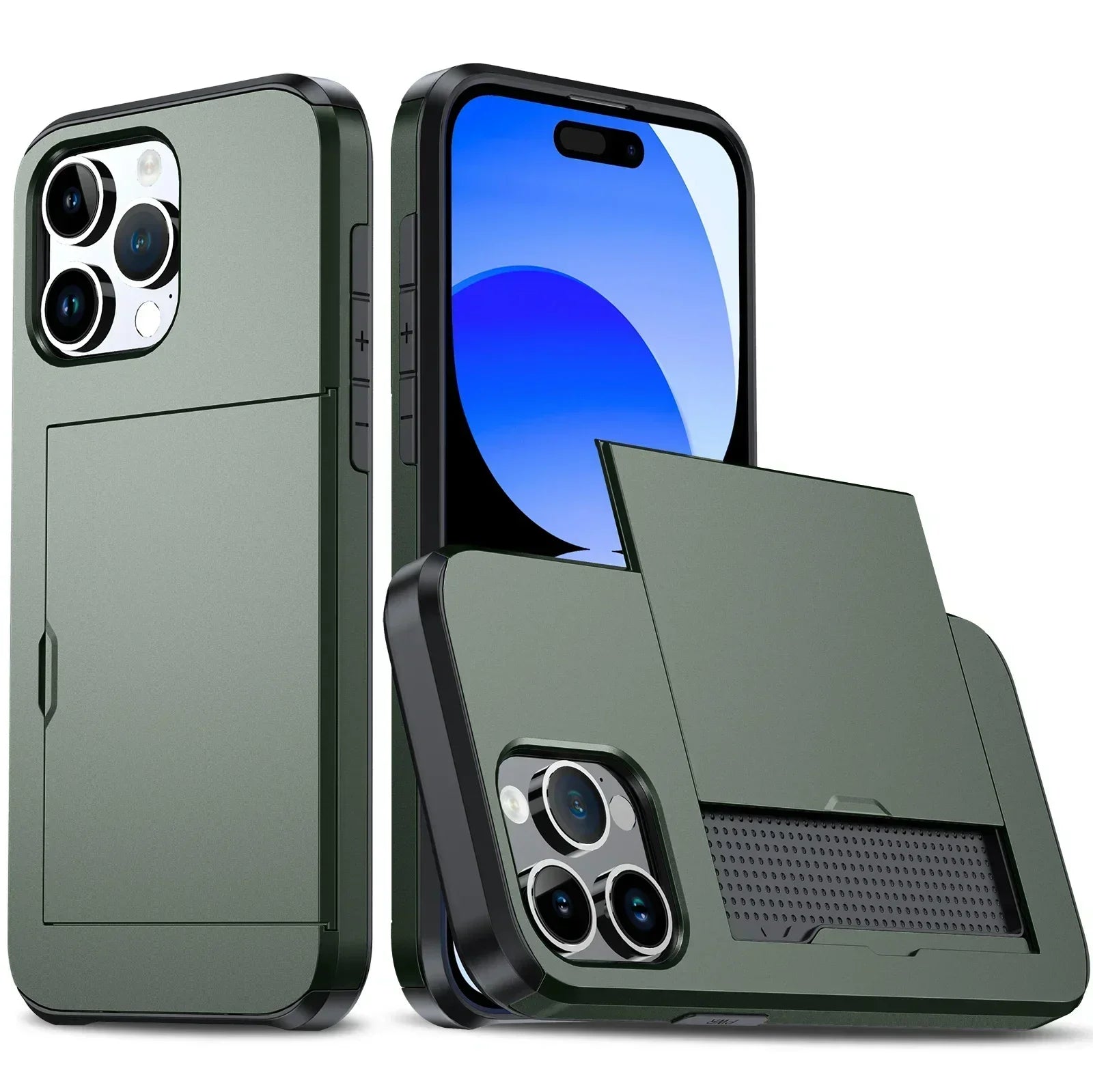 Coque iPhone toutes versions du 16 au 11 avec porte-cartes caché