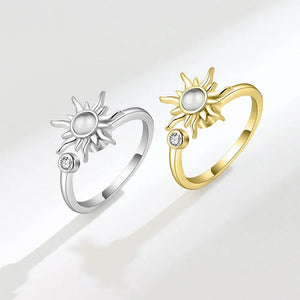 Bagues Spinner Rotatives Fleur Abeille en Cristal Argent Ajustables - bague femme GoHappy