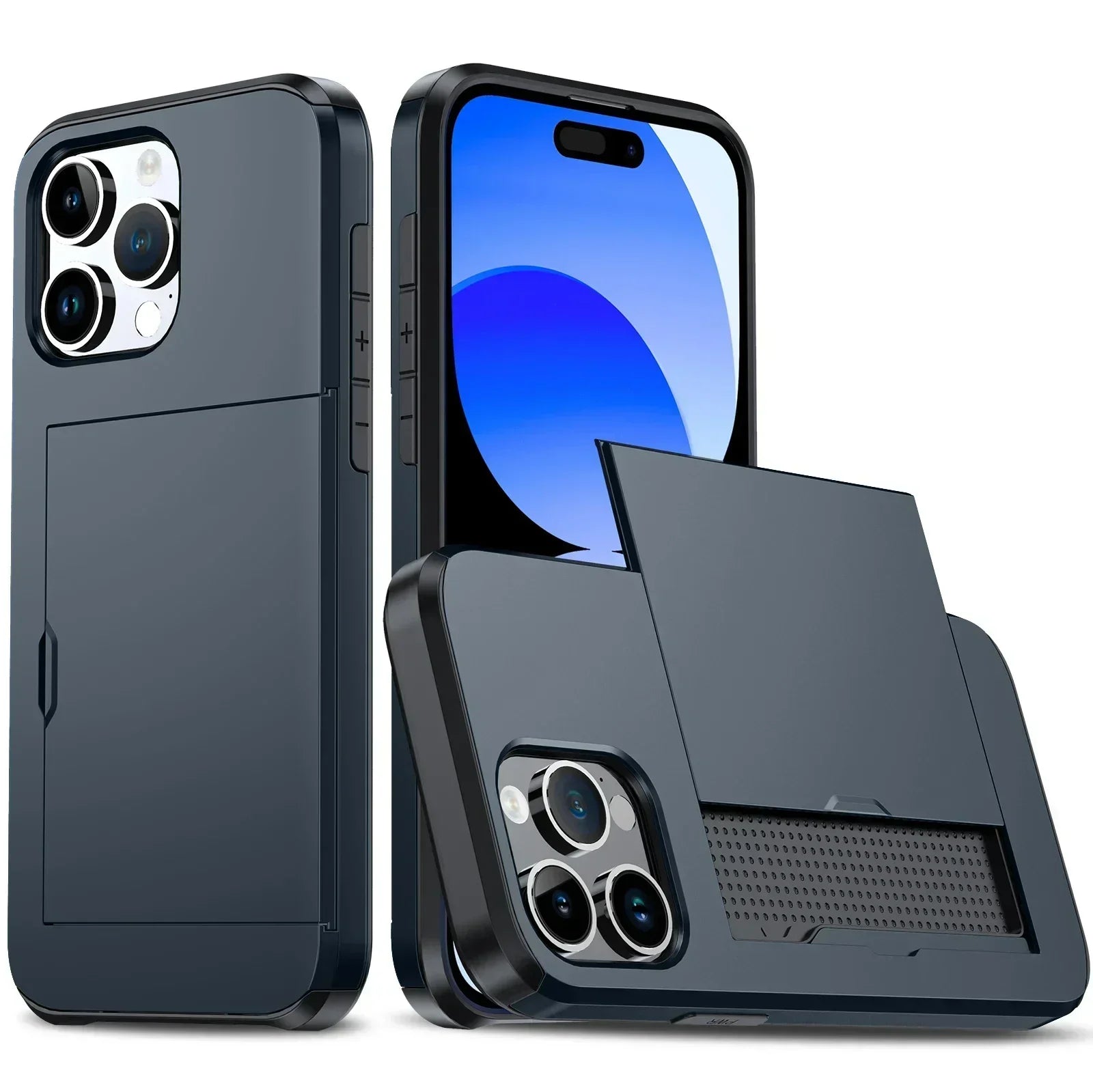 Coque iPhone toutes versions du 16 au 11 avec porte-cartes caché