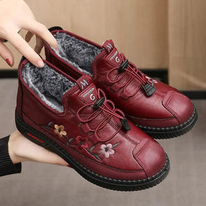 Baskets d'hiver brodées fleurs - Chaudes et confortables - chaussures de sport, sneakers GoHappy