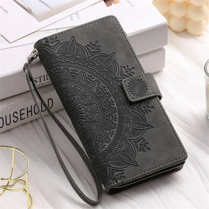 Protection Smartphone Samsung Galaxy Mandala Cuir Gaufré Porte-Cartes - Coques pour téléphones portables GoHappy