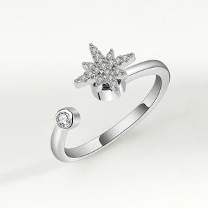 Bagues Spinner Rotatives Fleur Abeille en Cristal Argent Ajustables - bague femme GoHappy