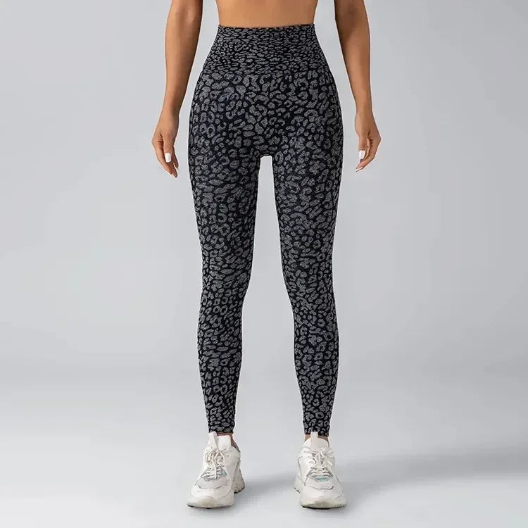 Legging Yoga Femme Taille Haute | Imprimé Léopard Sans Coutures | Gainant & Galbe Fessier - leggings GoHappy