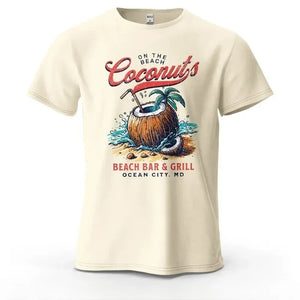 T-shirt Homme Coconuts Vintage Plage Graphique Coton Respirant - t-shirt homme GoHappy