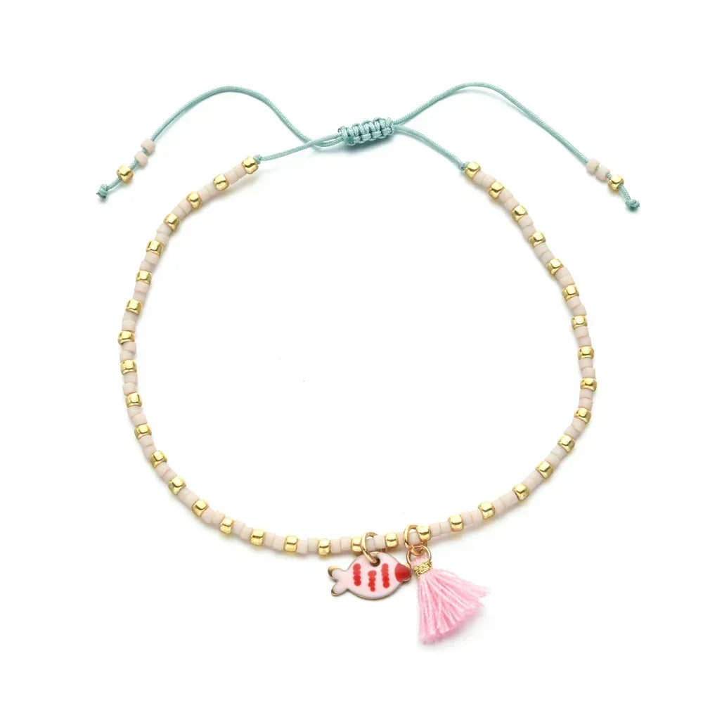 Bracelet femme boho perles Miyuki pompon coloré - bracelet perles GoHappy
