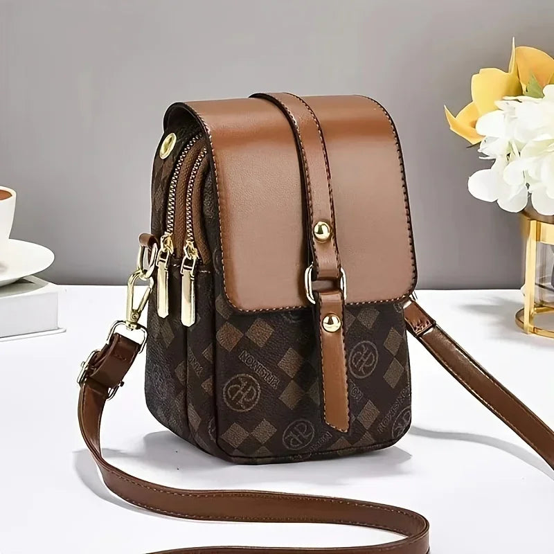 Petit Sac Téléphone Crossbody Rétro Imprimé Damier 2 Coloris - Sacs à bandoulière GoHappy
