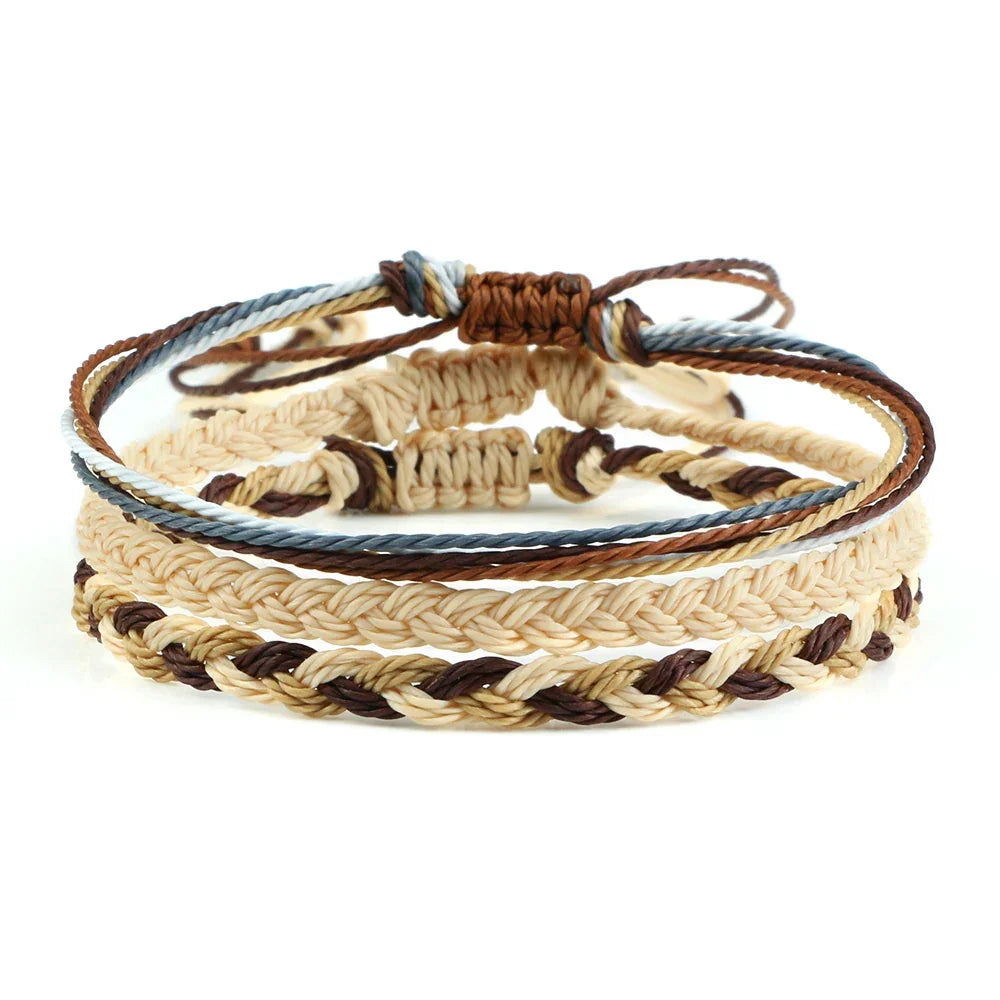 Bracelet Lhassa sable cordon tressé porte-bonheur réglable