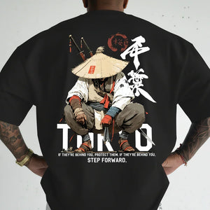 t-shirt homme noir samouraï Tokyo graphique japonais citation tendance GoHappy.fr