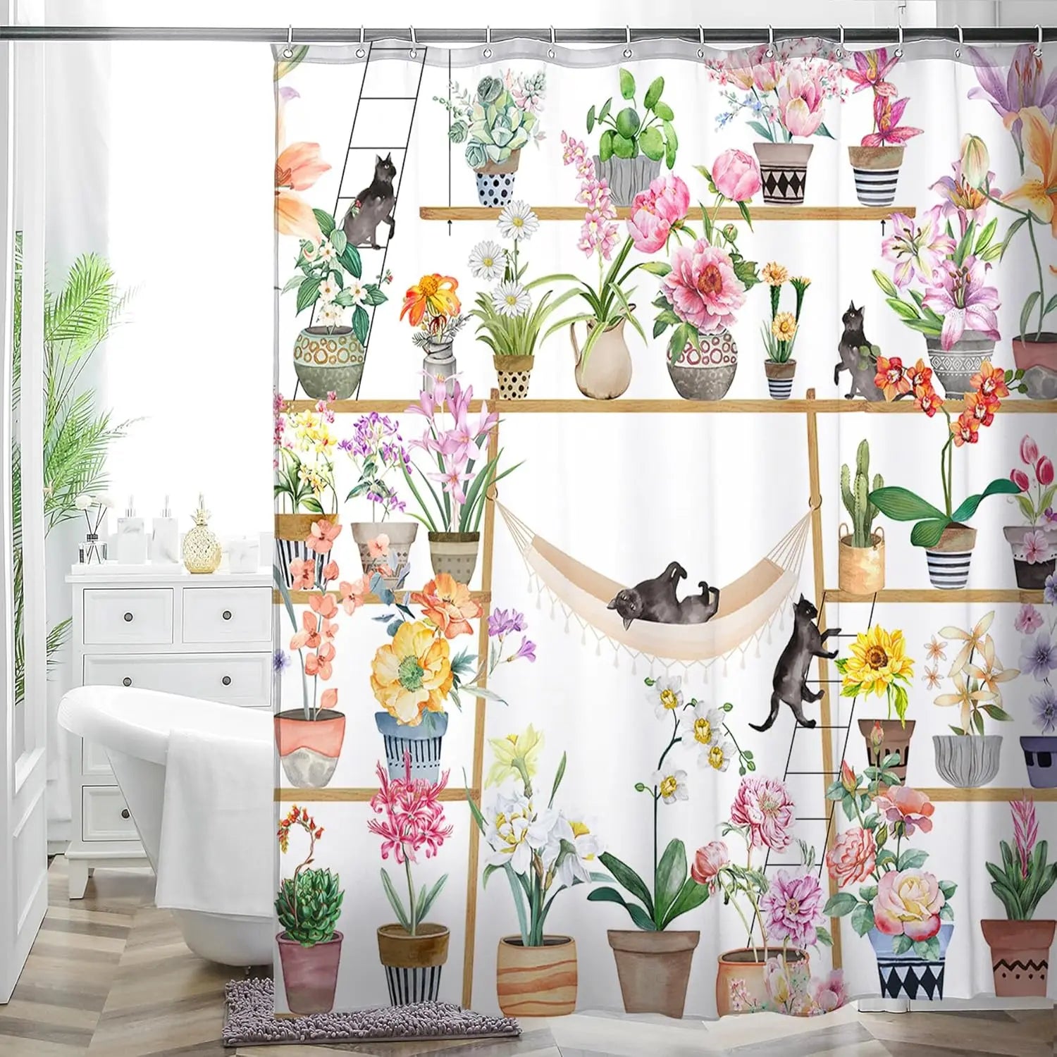 Rideau Douche Inspirant Nature Plantes 26 Designs Multi-Tailles