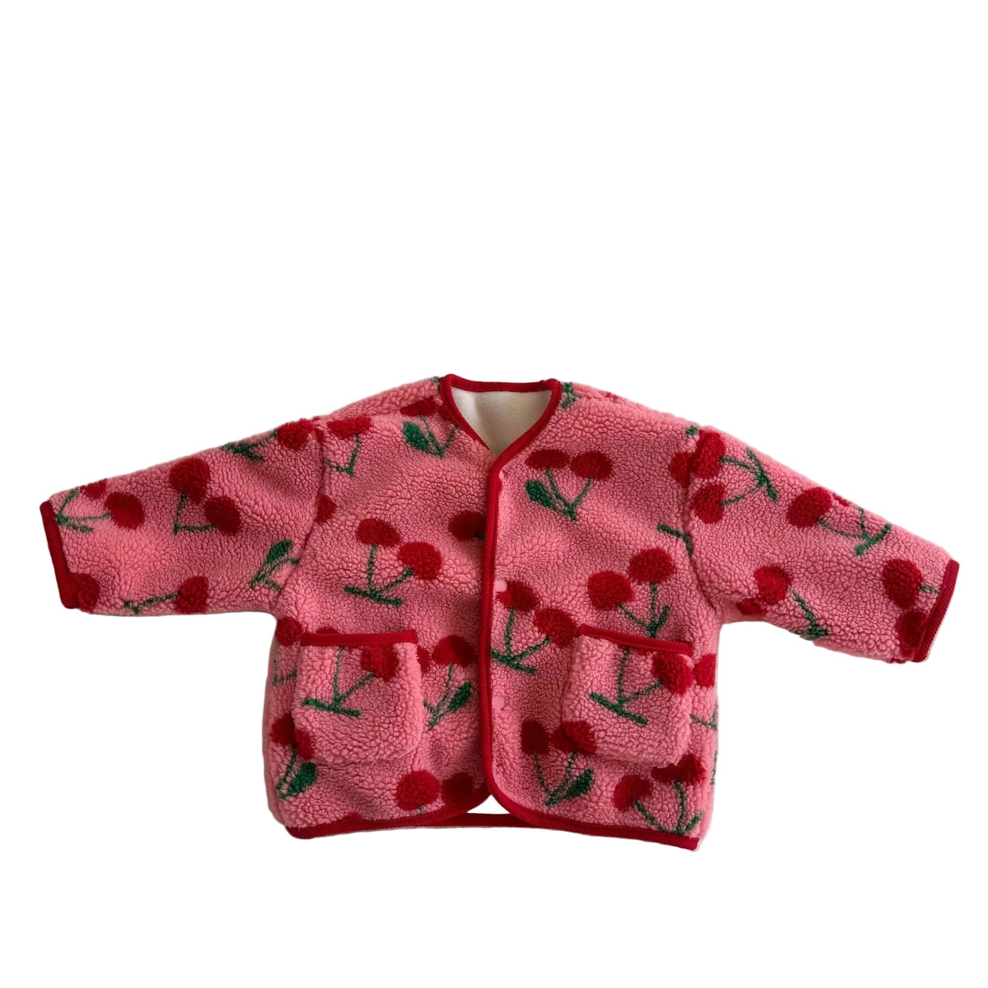 Manteau Enfant Laine Agneau Motifs Fleurs Épais Doublé Velours Hiver
