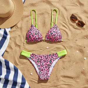 bikini femme motif léopard rose tendance été plage mode balnéaire GoHappy France