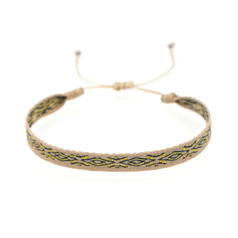 Bracelet Tissé Main Colombie Motifs Ethniques Bohème Amitié - bracelets tissés GoHappy