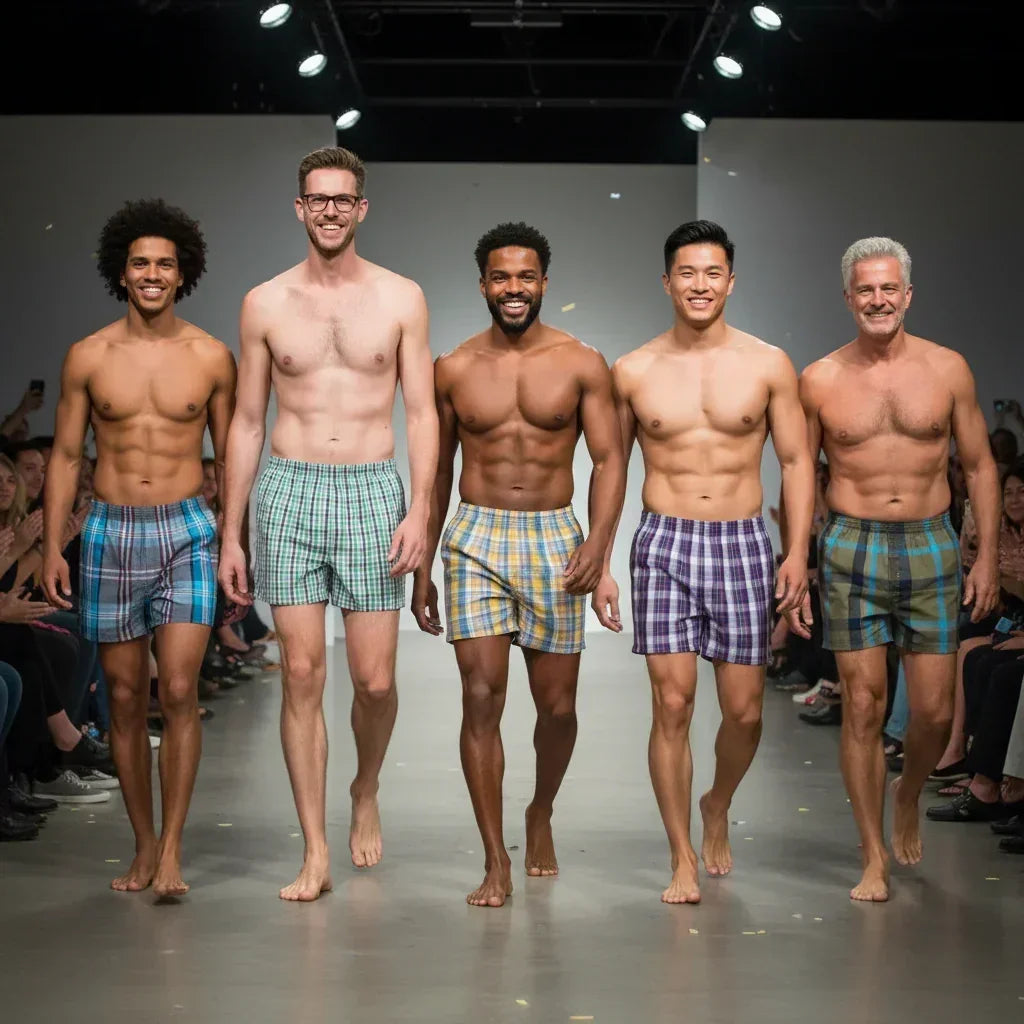 Lot 5 Boxers Homme Coton Respirant Carreaux Grande Taille S-6XL - Caleçons boxeurs GoHappy