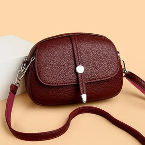 Sac Bandoulière Rétro Cuir Souple Femme - Petit Sac Rond Vintage 3 Compartiments - Sac à main GoHappy