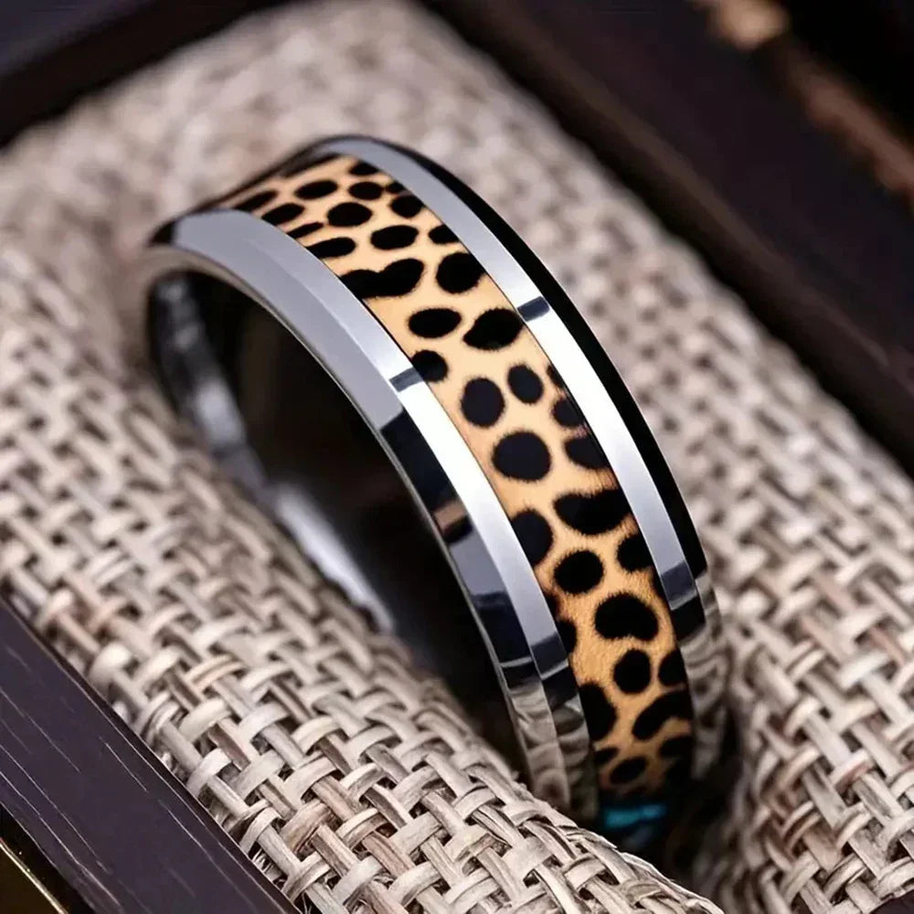 bague acier inoxydable motif léopard doré et noir bijou tendance GoHappy.fr