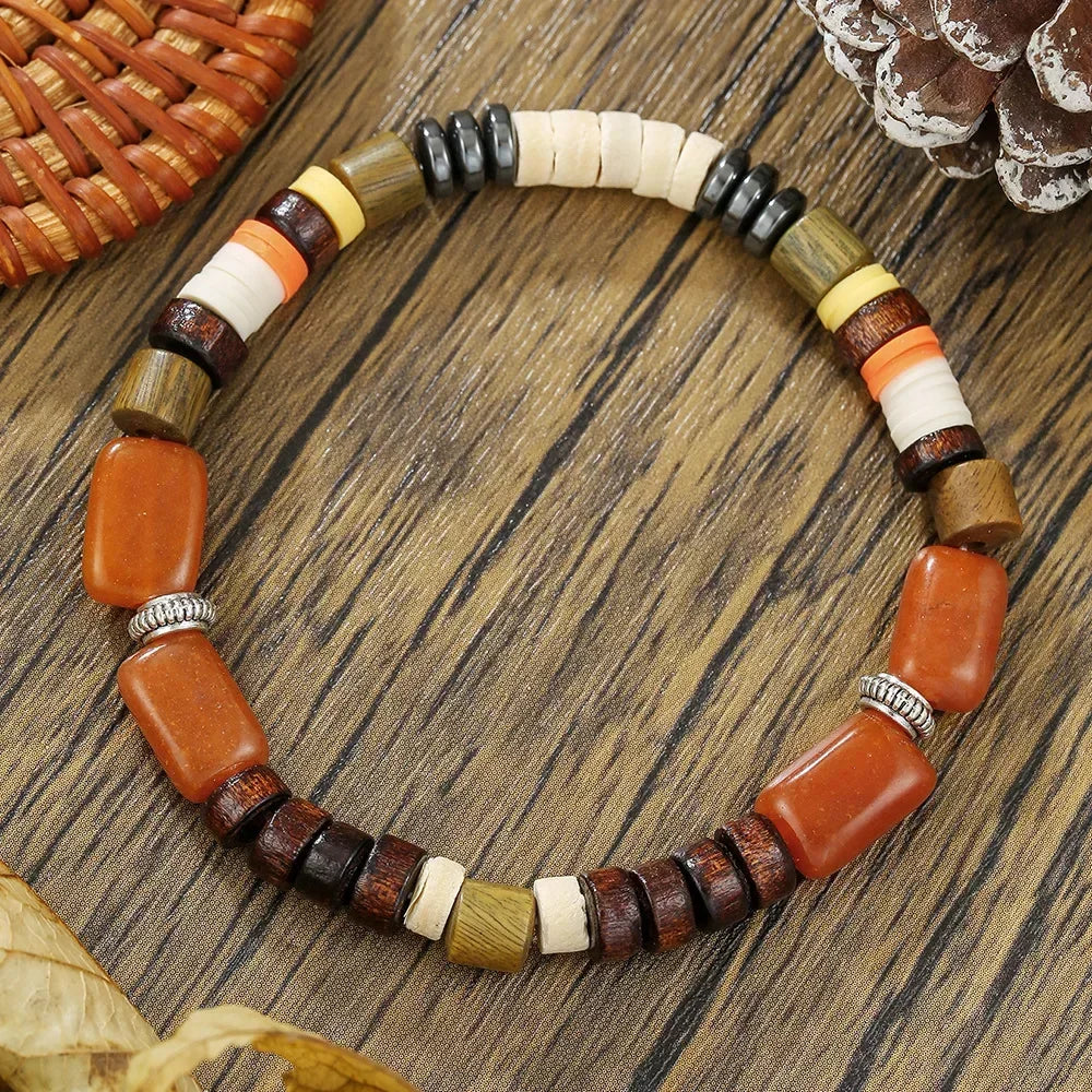 bracelet perles homme multicolore bois pierre tendance cadeau original GoHappy.fr