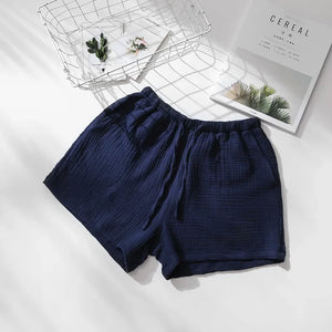 Songe short de pyjama 100 % coton, modèle Femme Marine Minuit, taille élastique
