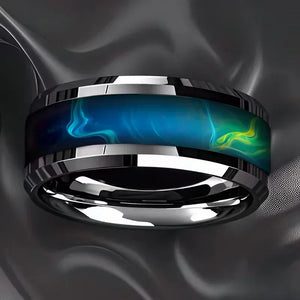 bague homme acier inoxydable bleu vert design moderne cadeau bijou tendance GoHappy.fr