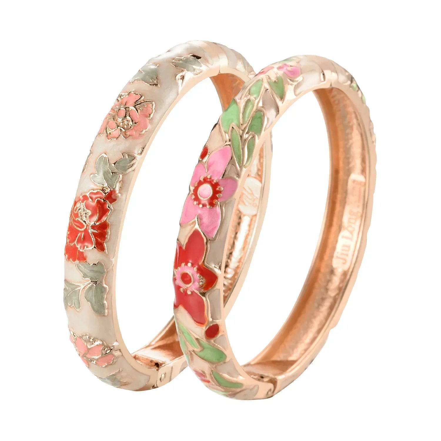 Jaipur Email bracelet jonc floral plaqué or rose - bracelet femme GoHappy