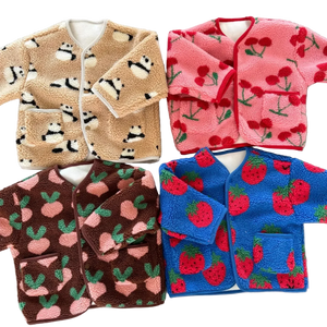 Manteau Enfant Laine Agneau Motifs Fleurs Épais Doublé Velours Hiver - manteau enfant GoHappy