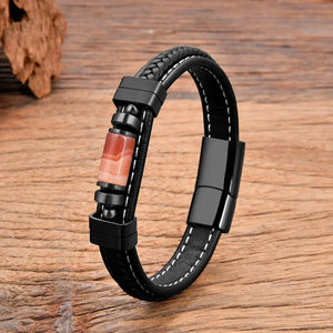Bracelet Cuir Style et Bien-être en Pierres Naturelles pour Homme - bracelet en pierres naturelles GoHappy