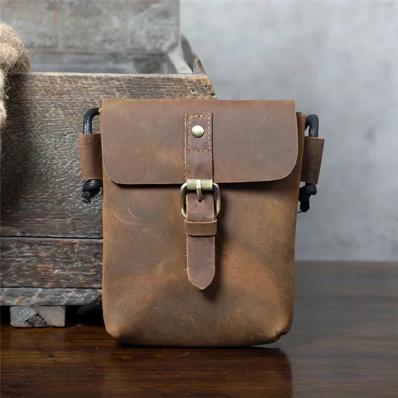 sac banane en cuir marron vintage style bandoulière voyage GoHappy.fr