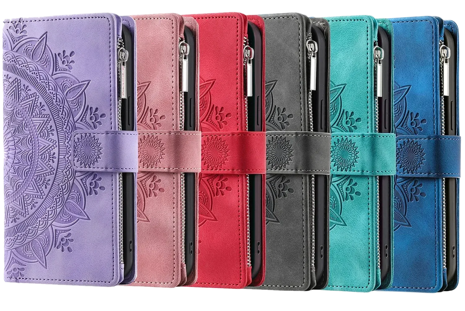 Protection Smartphone Samsung Galaxy Mandala Cuir Gaufré Porte-Cartes - Coques pour téléphones portables GoHappy