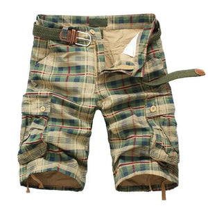 Short cargo homme été coton multipoches plage carreaux - Shorts cargo GoHappy