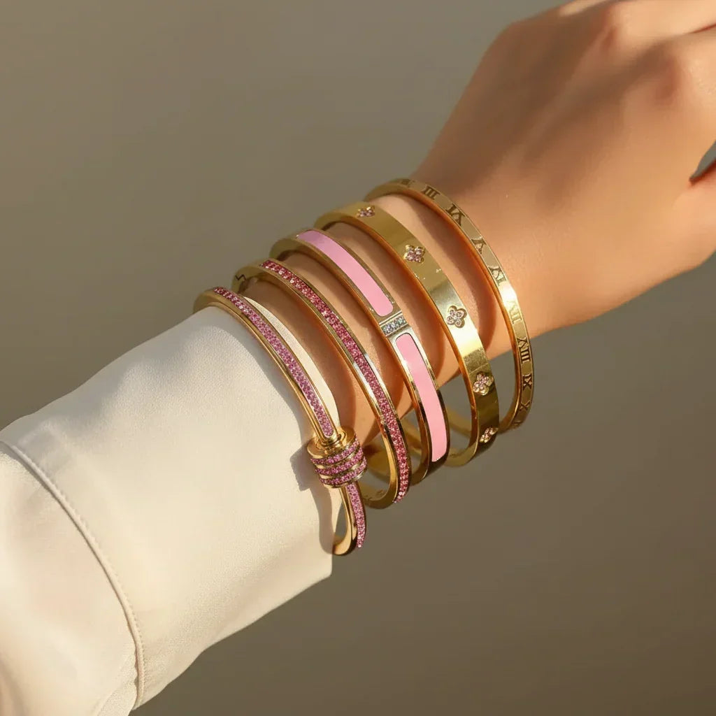 Riviera Glow bracelets joncs femme zircon empilables - bracelet femme GoHappy